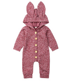 Hooded Bunny Jumpsuit ~ Cute Buttons ~ 2 Colors!