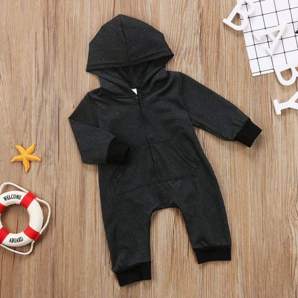 Cool Zippered One Piece Hooded Romper