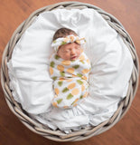 "My little Pineapple" Swaddle with Matching Top Knot Bow!