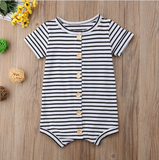 Stylish Short Sleeve Bodysuit - With Wooden Buttons