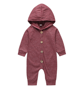 Girls Cozy Hooded Jumpsuit ~ Cute Buttons ~ 3 Colors!