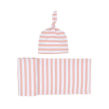 Cozy Striped Swaddle with Cute Knot Hat!