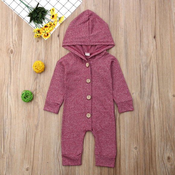 Girls Cozy Hooded Jumpsuit ~ Cute Buttons ~ 3 Colors!