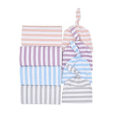 Cozy Striped Swaddle with Cute Knot Hat!