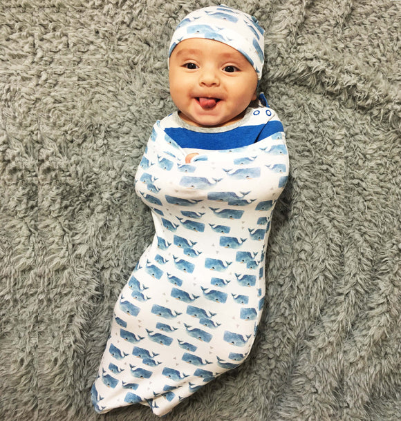 Whale Swaddle with Super Cute Hat!