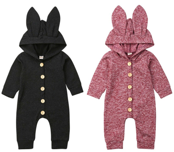 Hooded Bunny Jumpsuit ~ Cute Buttons ~ 2 Colors!