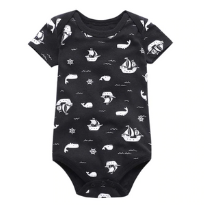 Sail Boats & Whales Boys Bodysuit - Short Sleeve One Piece