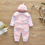 Adorable Pink One Piece Jumpsuit & Beanie Hat Set!