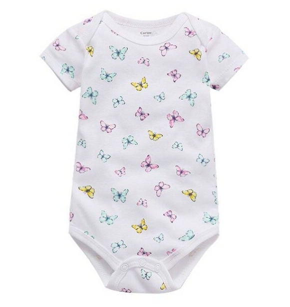 Cute Butterflies Short Sleeve One Piece Girls Bodysuit