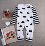 Lovely Stripes & Clouds Long-sleeve Jumpsuit & Hat Set