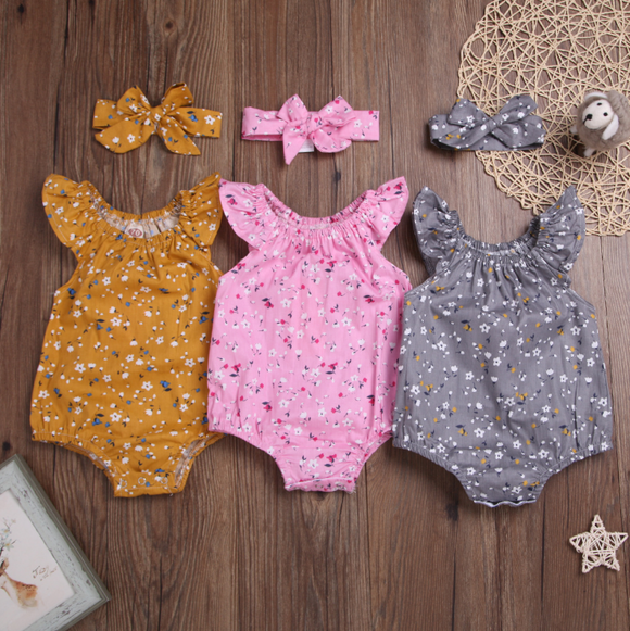 Adorable Ruffle Flower Tank Top Onesie With Matching Bow!