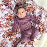 Girls Cozy Hooded Jumpsuit ~ Cute Buttons ~ 3 Colors!