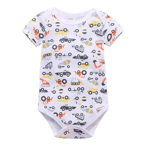 Boys Short Sleeve One Piece Bodysuit ~ Cute Tractors & Trucks!