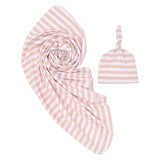 Cozy Striped Swaddle with Cute Knot Hat!