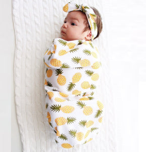 "My little Pineapple" Swaddle with Matching Top Knot Bow!