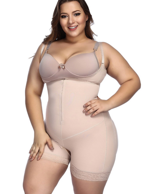 Plus Size Full Body Shaper with Zipper - Slimming Bodysuit with Butt Lifter - UptownFab™