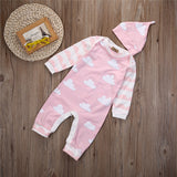 Adorable Pink One Piece Jumpsuit & Beanie Hat Set!