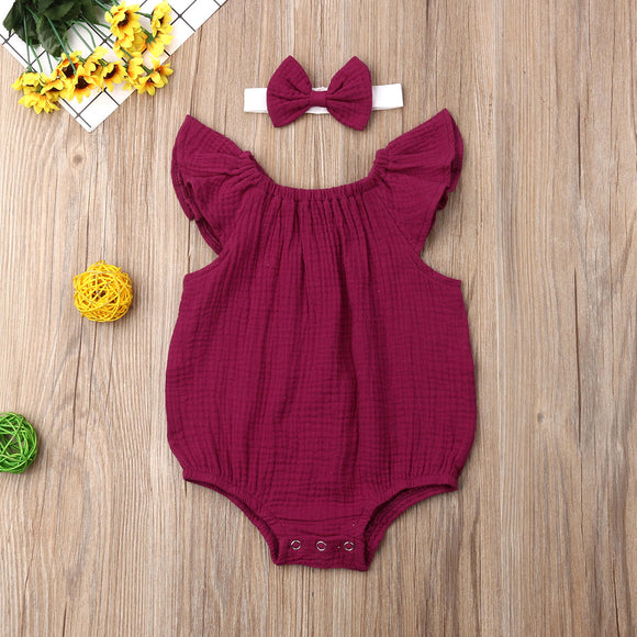 Adorable Ruffle Tank Top Romper Onesie With Matching Bow!