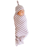 Cozy Striped Swaddle with Cute Knot Hat!