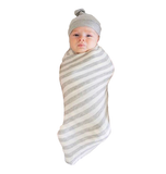 Cozy Striped Swaddle with Cute Knot Hat!