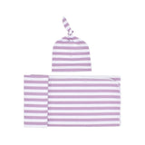 Cozy Striped Swaddle with Cute Knot Hat!