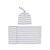 Cozy Striped Swaddle with Cute Knot Hat!