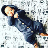 Cozy Hooded Jumpsuit ~ Cute Buttons ~ 6 Colors!